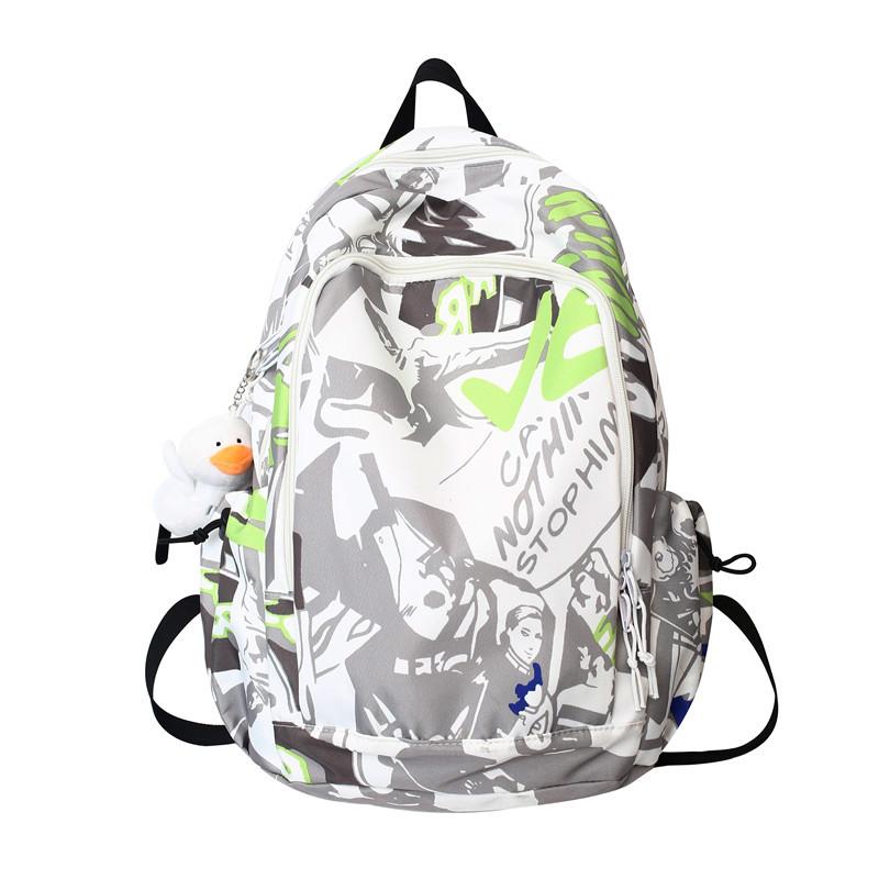 Fashion graffiti print schoolbag female cool backpack simple college high school backpack