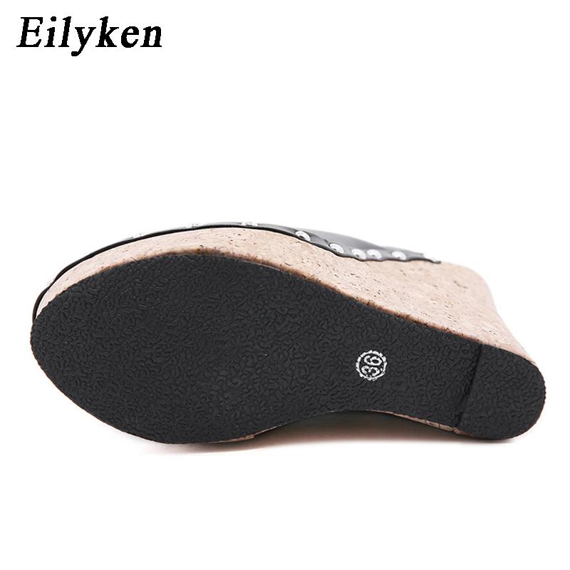 Fashion Eilyken Brand GLADIATOR Rivet Platform Wedges Woman Slippers Fashion High Heels Sandals Summer Pumps Shoes