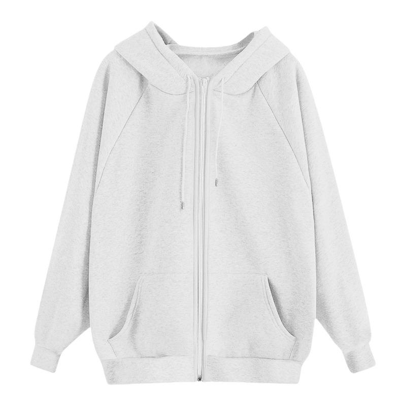Women's Hooded Sweatshirts Autumn New Lazy Style Casual Loose Zipper Women's Sweatshirts Jackets Fashion Solid Color Streetwear Female Hooded Coats