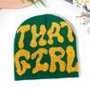 Fashion Pattern Letter Rhinestone Decoration Women Casual Warm Knitted Hat