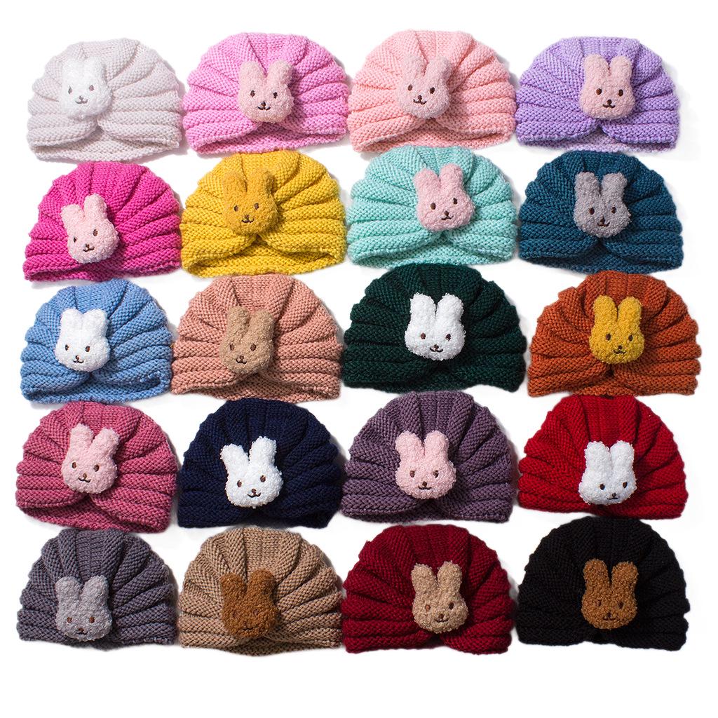 European & American Kids' Knit Wool Winter Hat - Cute Rabbit Cartoon Beanie