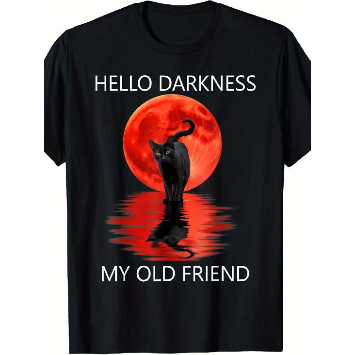 Cat Hello Darkness My Old Friend - Black Cat Hello Darkness T-Shirt S