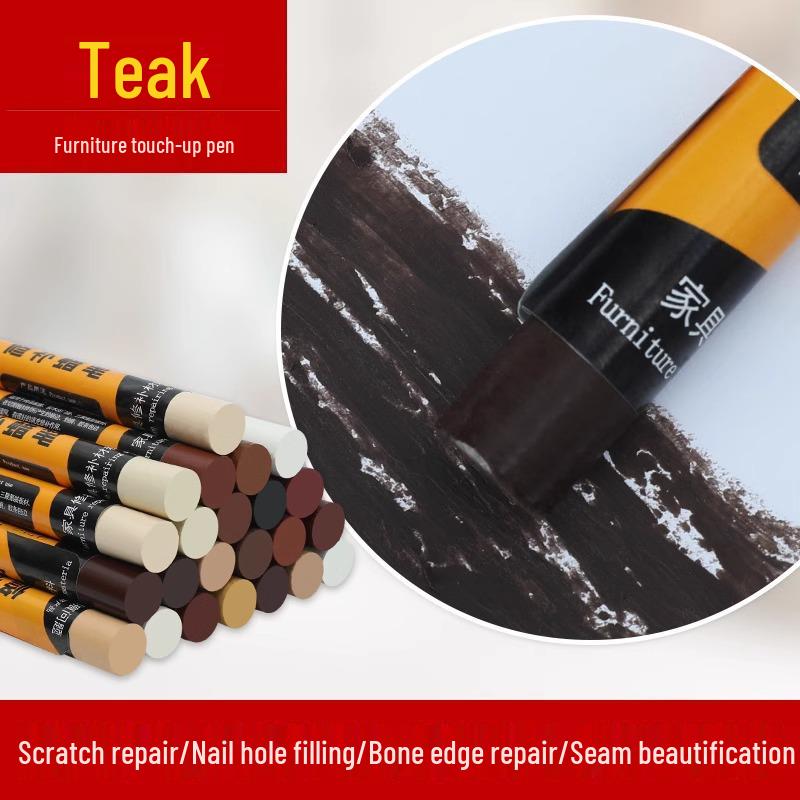 

Комплект для ремонта деревянной мебели: Карандаш для подкраски, Ремонтный карандаш, Заполнитель царапин и Паста для краски