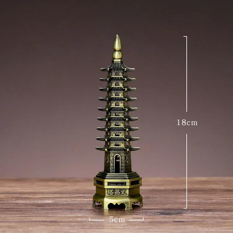 Zinc Alloy 3D Model, Chinese Wenchang Pagoda Tower Crafts, Statue Souvenir, Home Decoration, Metal Handicraft