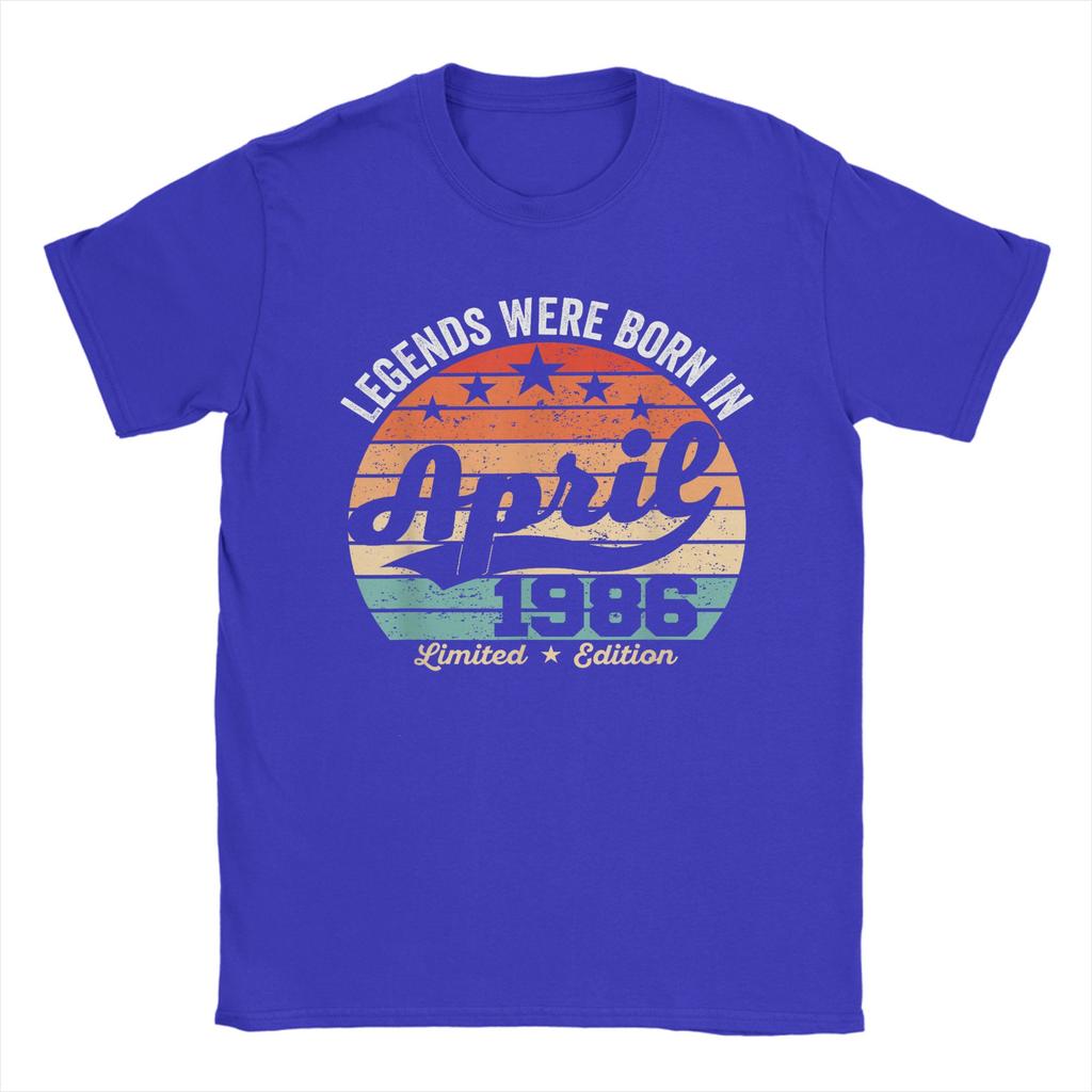 Mens TShirts Vintage 40th Birthday Legends Were Born In April 1986 Cotton Tee Shirt Short Sleeve T Shirts O Neck Tops Classic