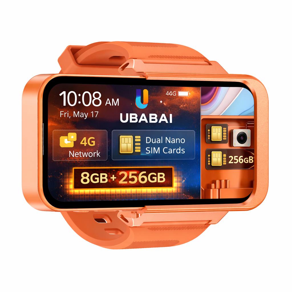 4G Smart Watch Phone UBABAI Android 12 4G Dual SIM 8GB+256GB WIFI GPS