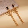 18K real gold electroplated rectangular tassel silver needle earrings ins earrings.