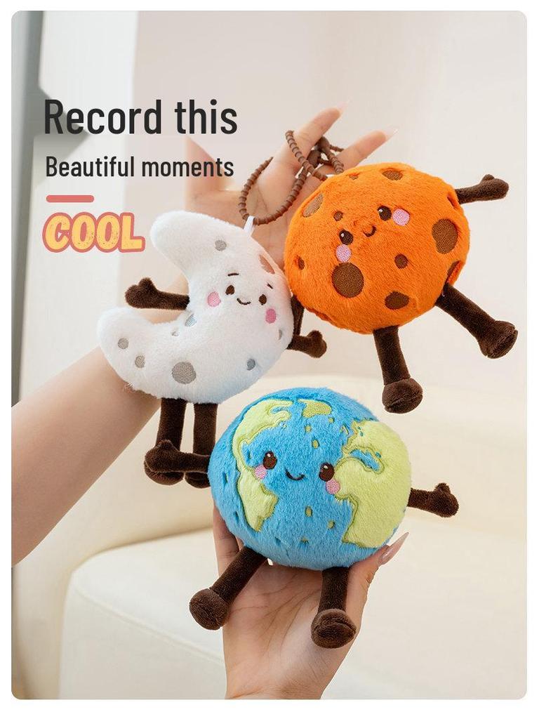 Adorable Plush Planet Pendant: Moon, Earth, Saturn, and Mars - Perfect Kids Birthday or Qixi Gift