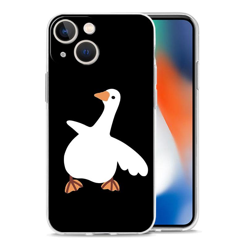 Cartoon Doubt Duck Transparent Phone Case For iPhone 15 16 14 13 12 11 Pro Max XS X XR SE 7 8 Plus TPU Clear Lens Protect Cover