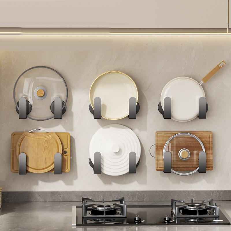 Punch-Free Wall-Mounted Chopping Board Storage Rack Kitchen Wall Drain Rack Multi-Purpose Strong Hook Suction Cup Pot Lid Rack