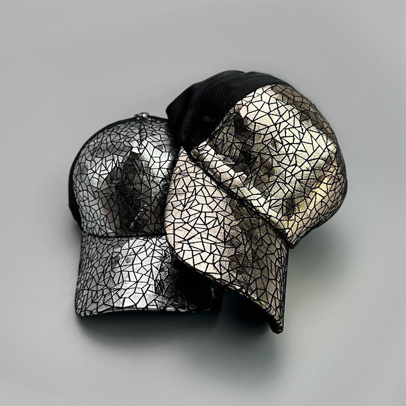 Bright Leather Pattern Outdoor Personalized Baseball Cap Men'S And Women'S Sports Fashion Sunshade Breathable Mesh Hat