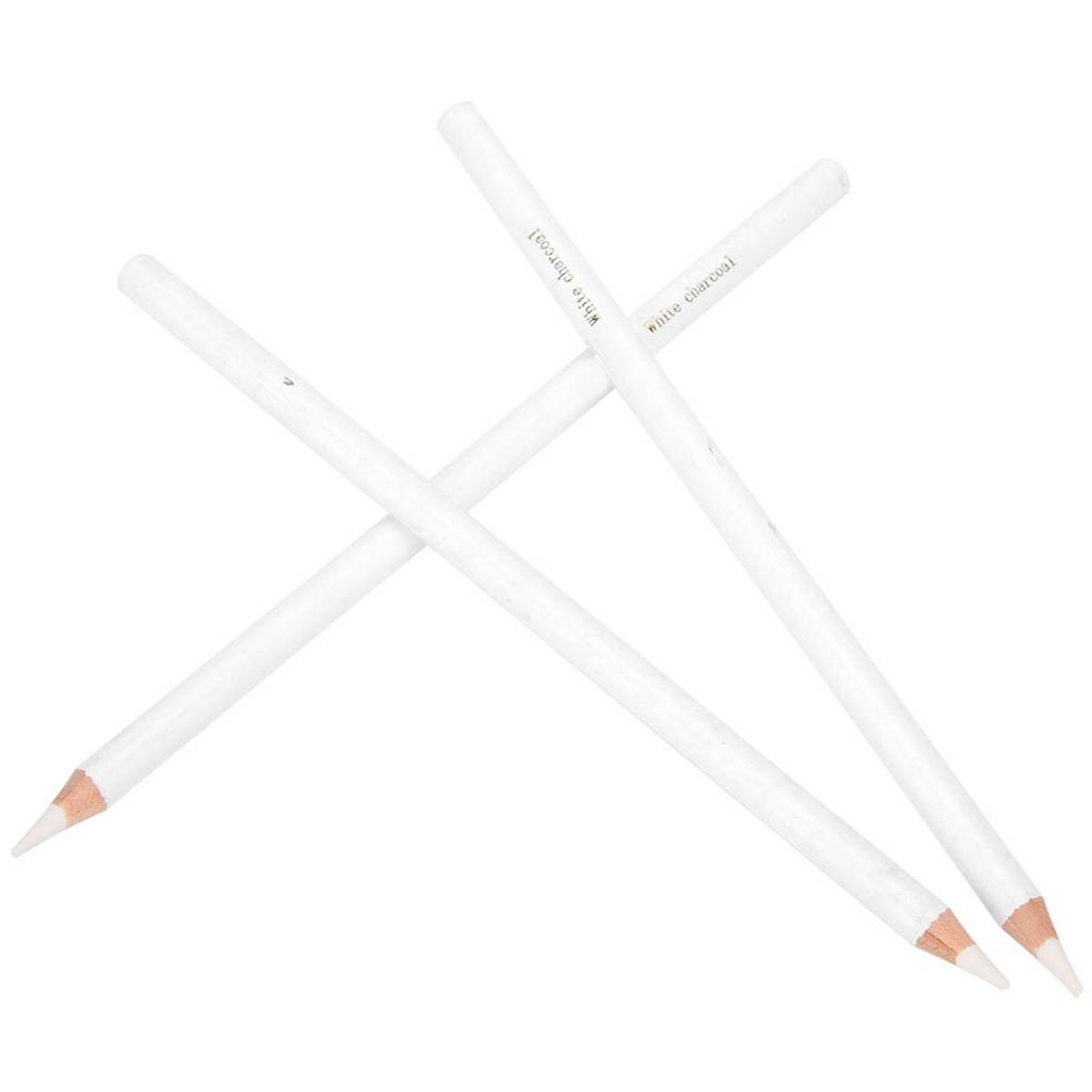 3Pcs White Charcoal Pencil Professional Sketching Highlight Pen Art Painting Supplies