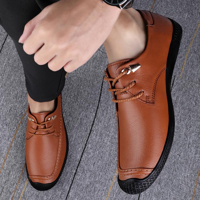 2024 Genuine Leather Men's Casual Shoes Moccasins Men Loafers Spring Autumn New Sneakers Male Lace-up Leisure Walk Shoes