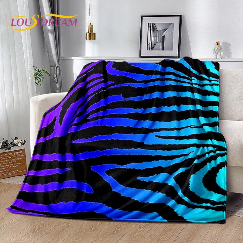3D Colorful Zebra Pattern Soft Plush Blanket,Flannel Blanket Throw Blanket for Living Room Bedroom Bed Sofa Picnic Office Cover