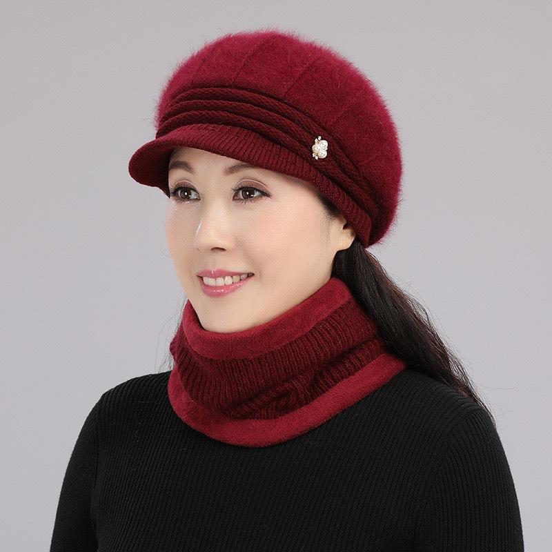 

Winter hat women s fashion rabbit fur piled thick warm ear protection autumn and winter knitted beret octagonal hat average size [separate hat, excluding scarf]