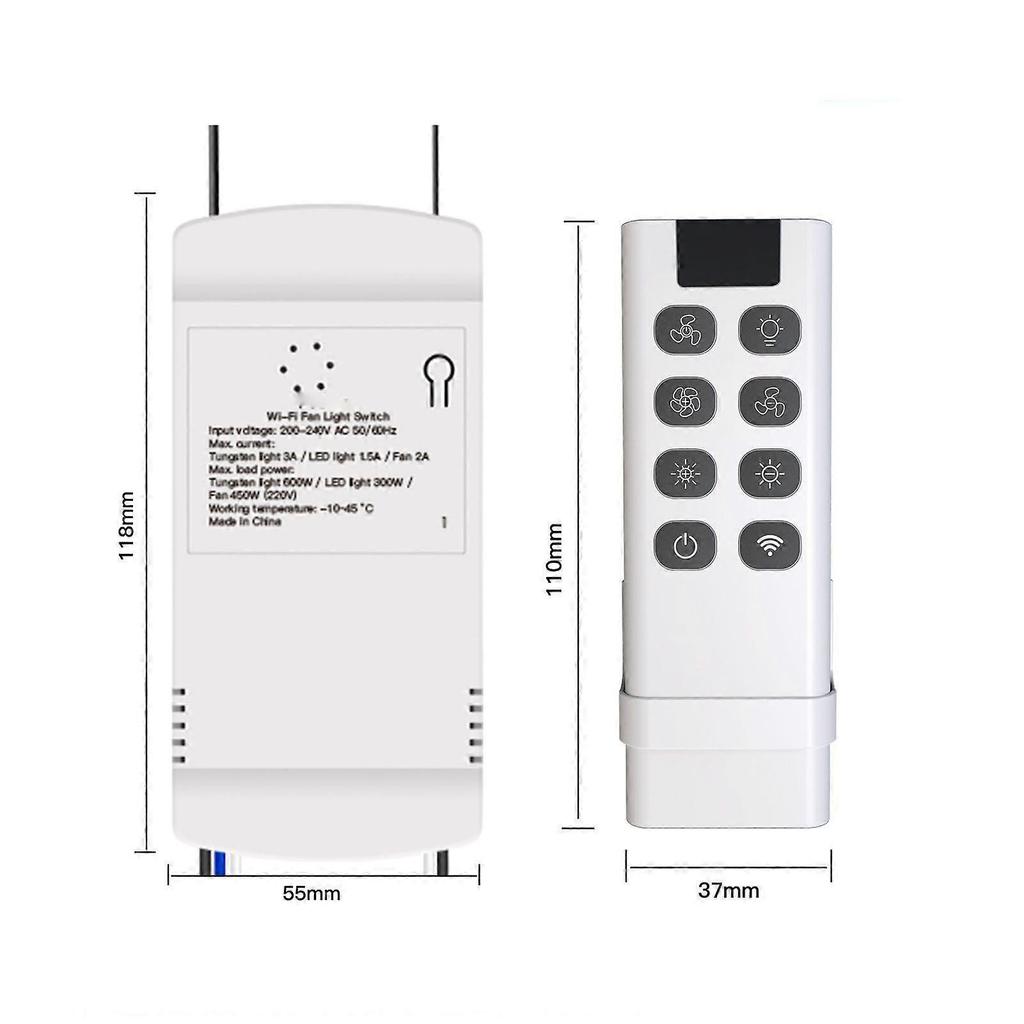 Hochwertiger WiFi Tuya Smart Home Lüfterlichtschalter Ein/Aus App RF Fernbedienung