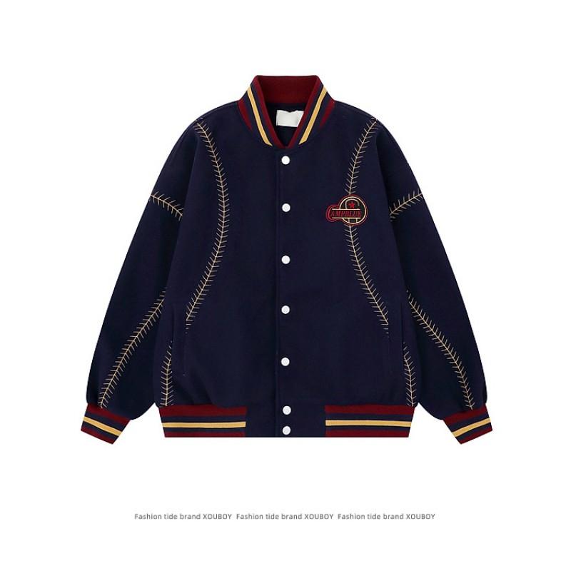 Unisex Oversized V-Neck Colorblock Baseball Jacket 2026 Casual Streetwear Outerwear