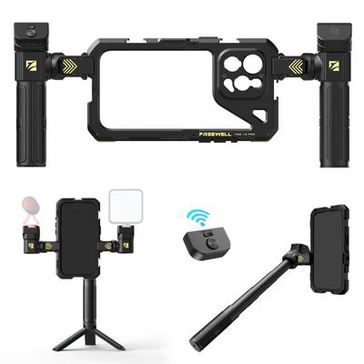 Freewell Genius Rig Suderinamas su iPhone 15 Pro Genius Rig Sukimo Stabilizatorius Asmenukių Lazda Trikojis Nuotolinis Valdymas 360°
