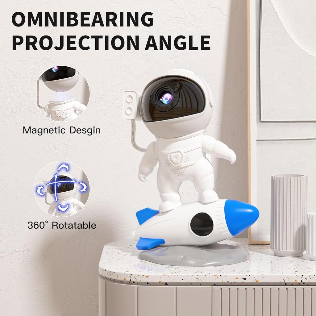 Rocket Astronaut Galaxy Starry Sky Projector: HD Focusing Atmosphere Light for Bedroom