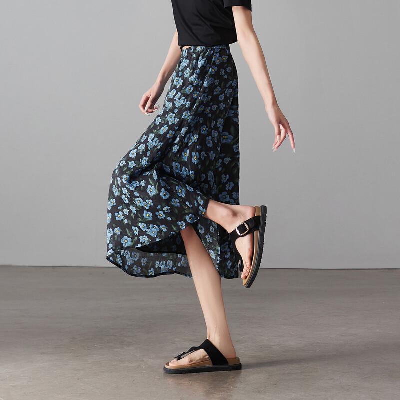 SOFSIL 2026 Summer Ramie A-Line Midi Skirt