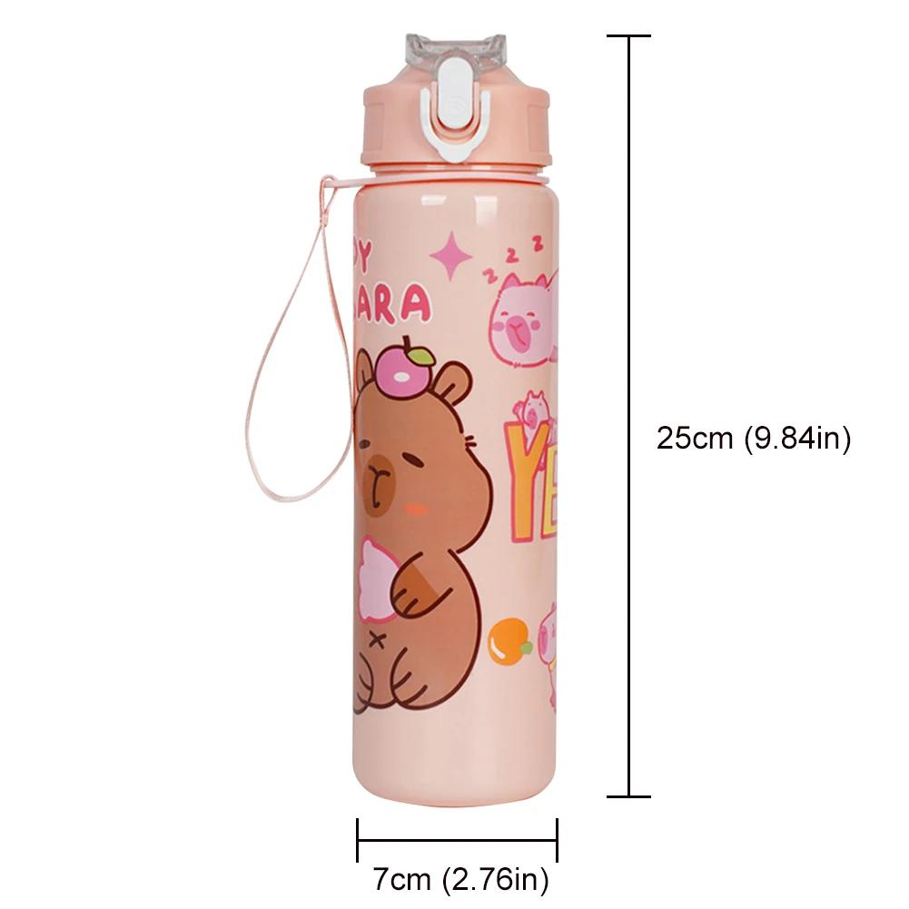 800/700ml Leak-Proof Water Bottle Cute Capybara Water Cup with Carry Strap Portable for Sports Fitness BPA Free Perfect Gifts