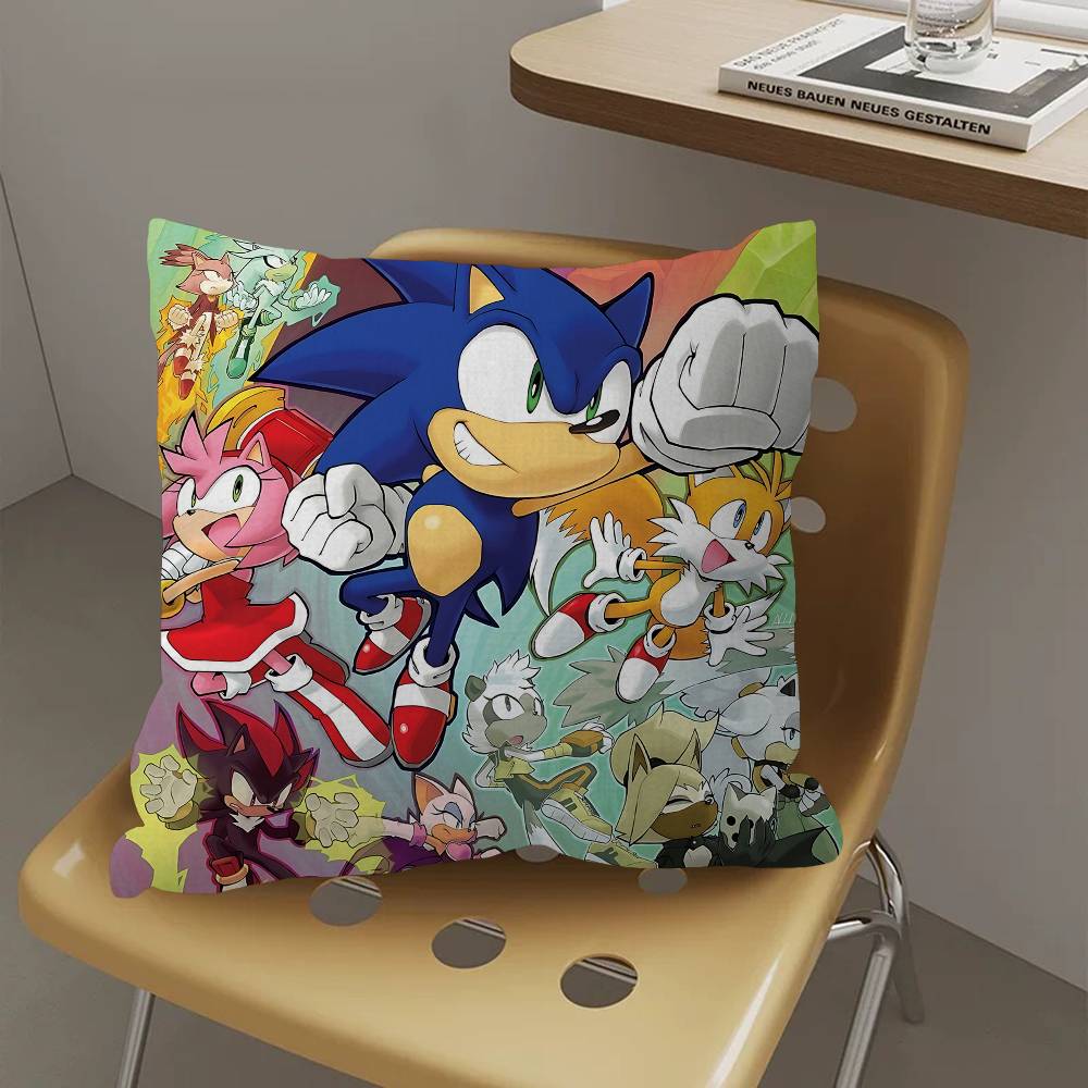 Classic Anime S-Sonic Cushion Cover Polyester Sofa Cushions Decorative Throw Pillows Home Decoration Pillowcover