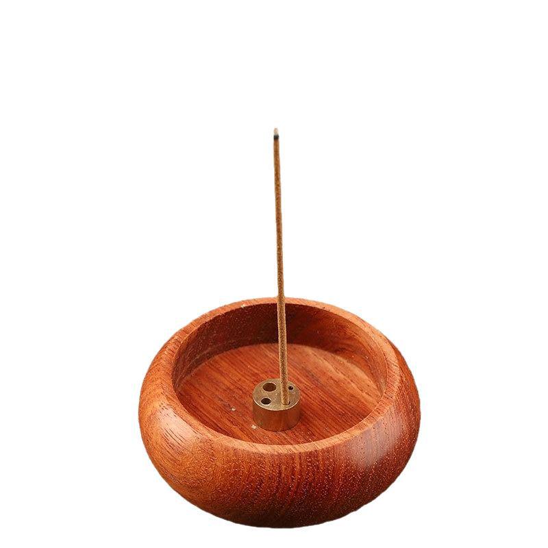 Suport Poros pentru Tămâie din Lemn de Palisandru – Mini Agarwood Vertical Ebonit Design Rotund
