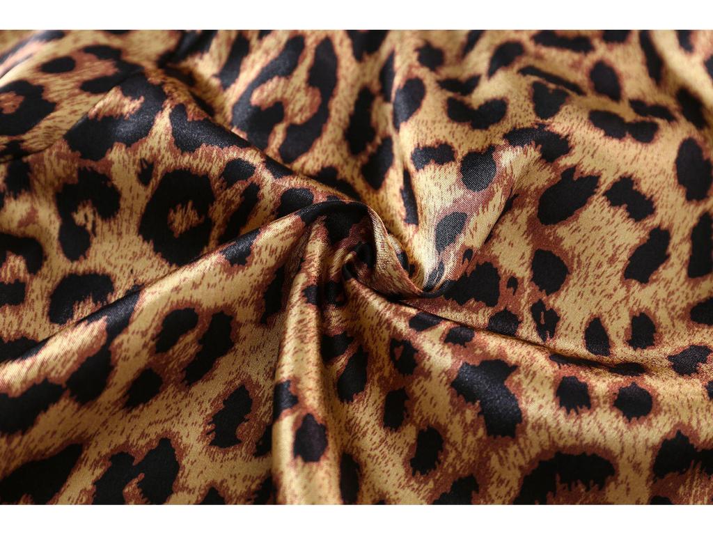 Leopard Print Silk Pajama Set - Long Sleeve for Children (Spring to Autumn)