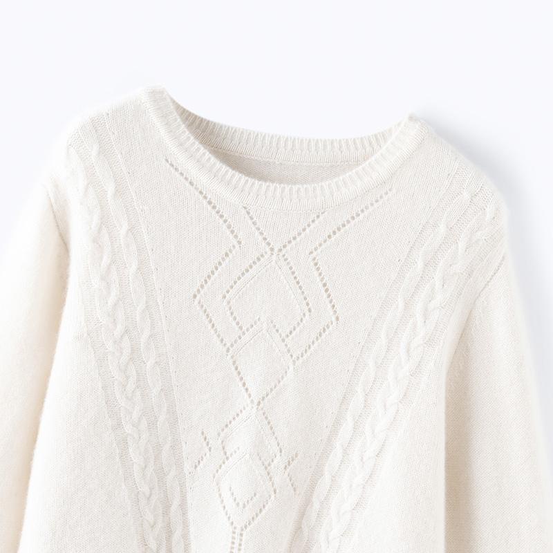 Women's Cashmere Sweater Qinghe Cashmere 30% Cashmere 70% Wool Autumn and Winter Cashmere Pullover Soft and Warm