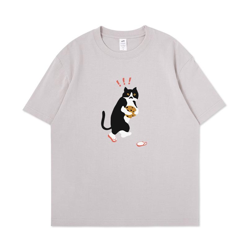 S1120693 Jugend-Kurzarm-T-Shirt mit Cartoon-Animal-Print-Top, Sommerkleidung