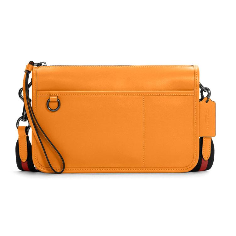 

New COACH Heritage Sheepskin Shoulder Bag Crossbody Bag Medium Size Unisex Cream Candy Orange C1592-QBBTR 24.6*5.1*16.0CM