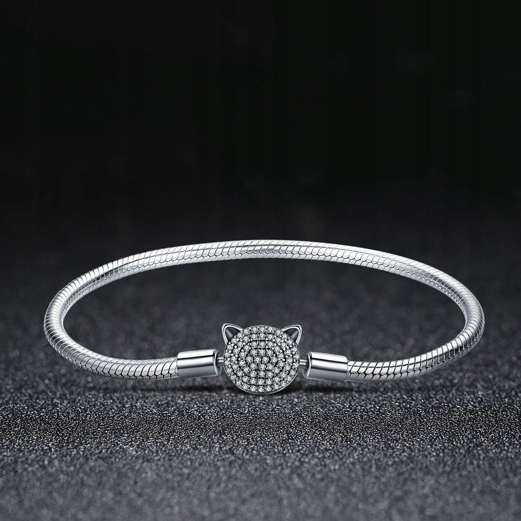 Pandora-style Modular Bracelet Cat Pave 18 Cm