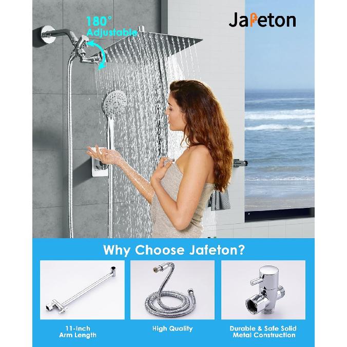 High Pressure Rainfall Shower Head with Handheld Spray Combo – 5 Spray Modes, 10  Rain Showerheads Overhead Shower, Anti-Clog Nozzles, Air-In,