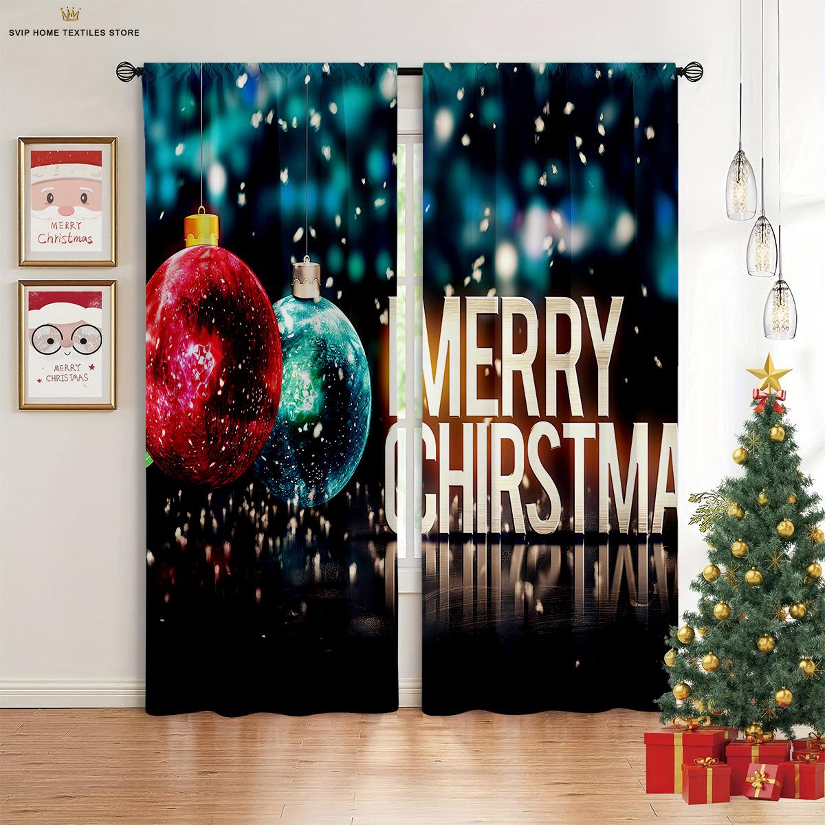 

2 Panels Christmas Decoration Curtain Panels Christmas Tree Fireplace 3D Printing Curtain Panels Suitable excellent for Bed Chamber Dining Room New W50X130H(CM)X2PCS&Grommet Top