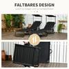 Set of Two Folding Sun Loungers. with Adjustable Backs and Sun Canopies - Black