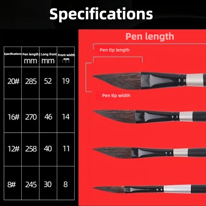 Ensemble de 4 pinceaux à tirer à poils en nylon pour gouache, pinceaux aquarelle en forme de couteau, pinceaux pour peinture à l'eau, pinceaux de dessin artistique peints à la main