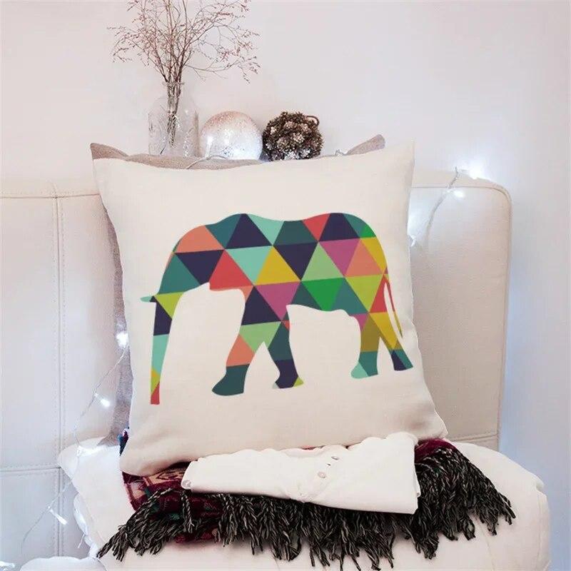 45x45cm Creative Geometric Elk Pillowcase Living Room Sofa Office Seat Car Cushion Cover  Ornament Home Decoration