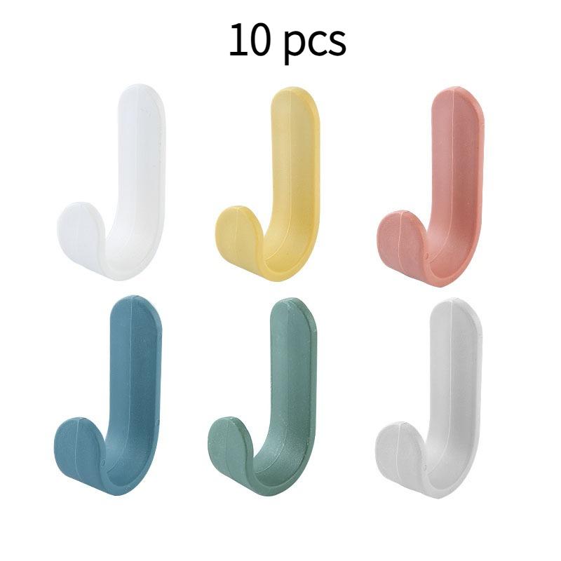 Nail-free J-shaped Hooks Adhesive Utility Hooks for Wall Decorative Key Holder Rack and Organization Coat Hook Multifunctional
