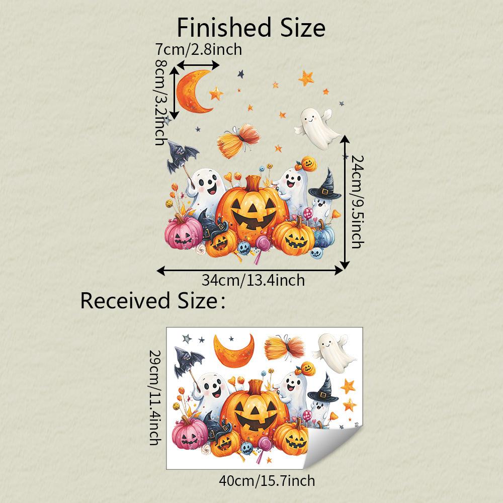 Halloween Cartoon Ghost Pumpkin Bat Balcony Glass Window Beautification Static Window Stickers
