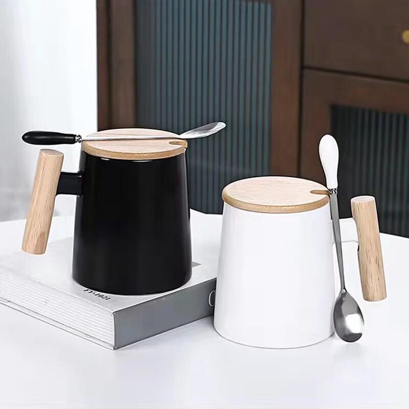 OEING Nordic Style Ceramic Coffee Mug with Wooden Handle