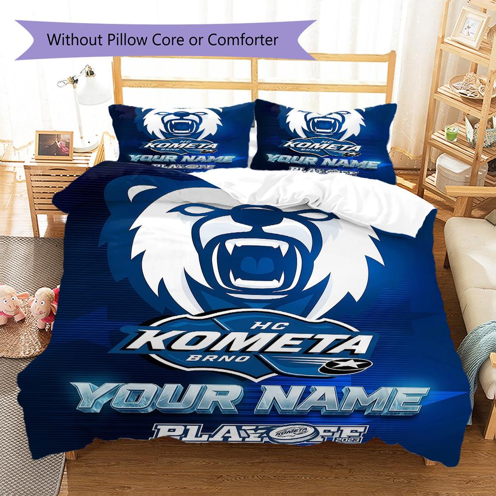 Custom Name HC Kometa Brno Bedding,Quilt Set Quilt Cover Pillowcase Home Birthday Gift(1 * duvet cover + 2 * pillowcase, without core) -HE66