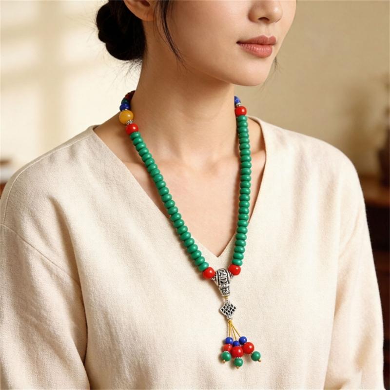 Handmade Turquoise Gemstones Prayer Beads Necklace With 8mm Round Beads Unisex Stone Wristband Cultural Spiritual Gift