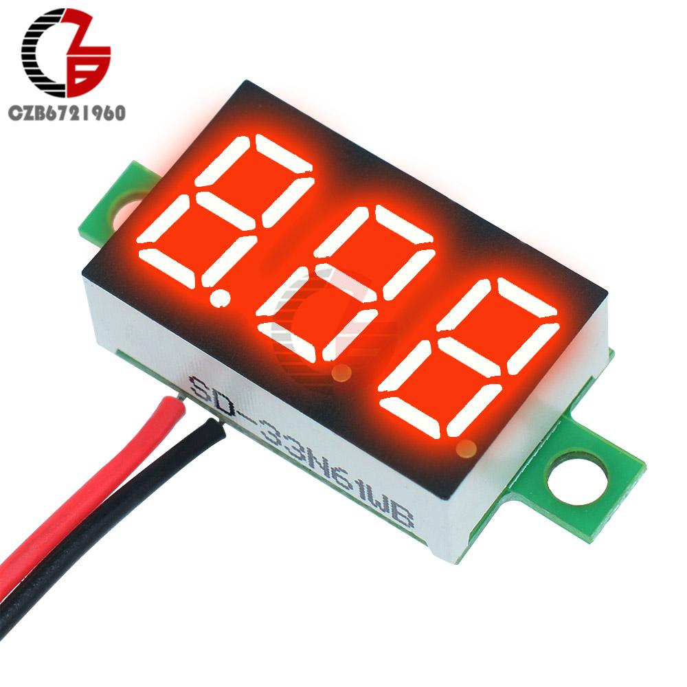 12V Car Voltmeter 0.36 Inch LED Digital Voltmeter Voltage Meter Adjustable Volt Detector Tester Monitor DC 4.7-32V 2 Lead Wire