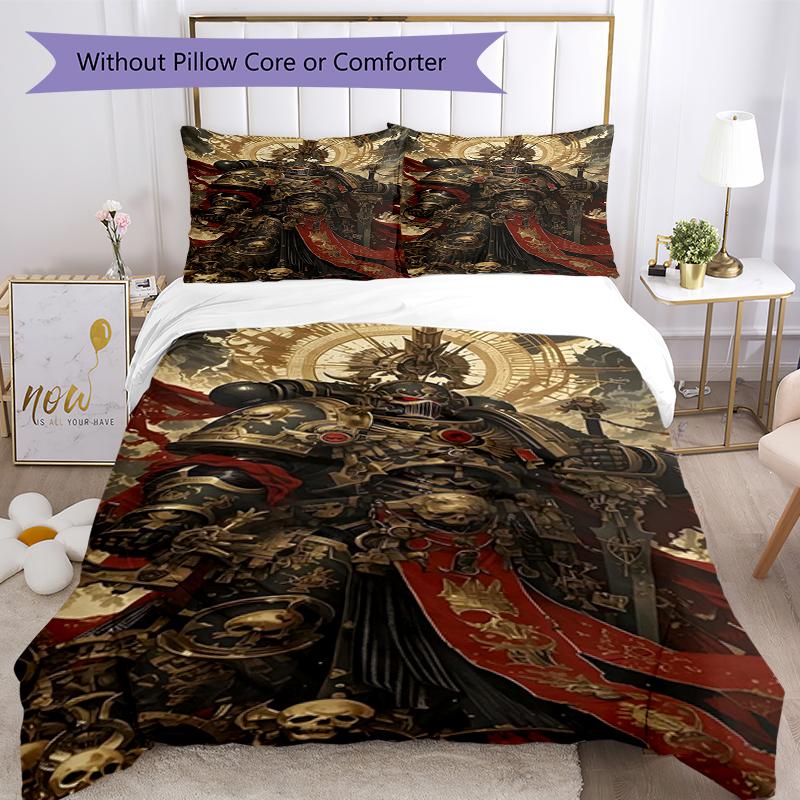3pcs Warhammer 40k Bedding Set Duvet Cover Closure Includes 1 Duvet Cover & 2 Pillowcases, Soft and Comfortable for All Seasons.