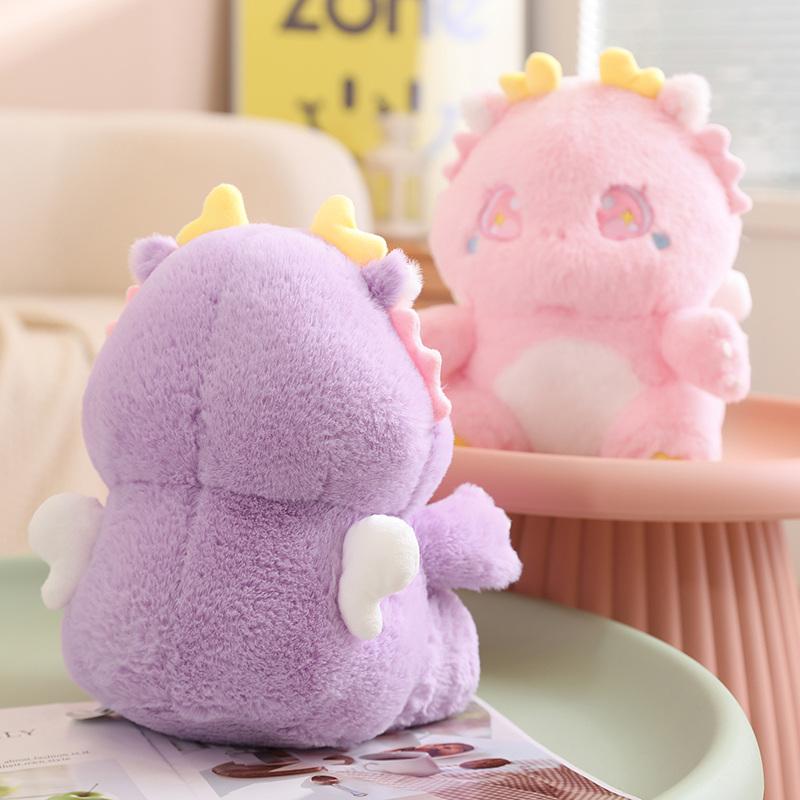 30cm Lovely Plush Stuffed Animals Cuddly Fat Dinosaur Angel Equipped With Flying Wings Dolls Plush Dragon Playthings Xmas Holiday Perfect Gift