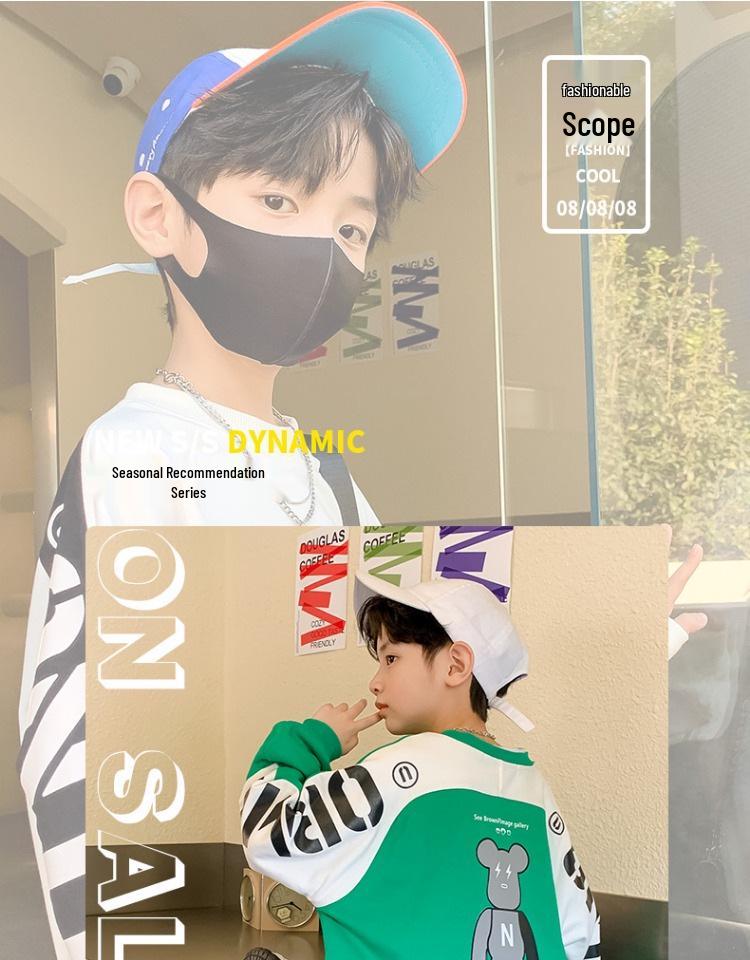 Chłopięca bluza w stylu streetowym na wiosnę 2024 dla dzieci - Modny top dla chłopców w średnim i dużym wieku