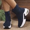 Moda 2025 Botines de Punto de Fondo Grueso para Mujer Comodidad Transpirable Plataforma Zapatos Calcetín Mujer Tallas Grandes Cuñas Botines Cortos Mujer