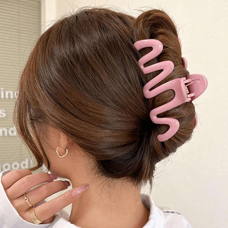Plastic Wave Pattern Hair Clips for Women, 11cm/4.3in Size, Dopamine Color Palette, Fashion Accessories for Halloween Accessories
