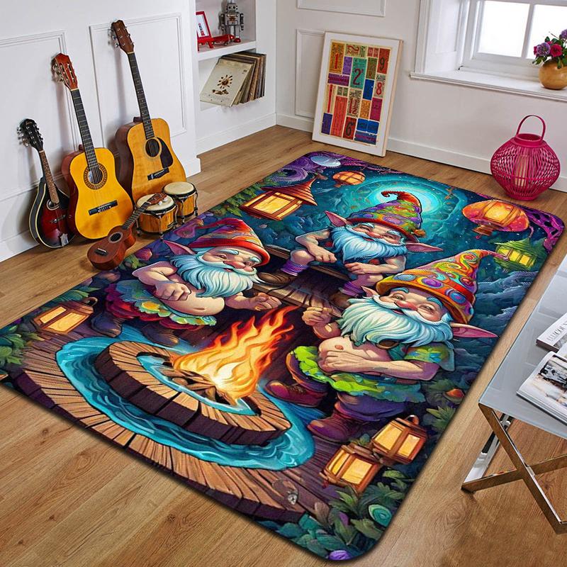 C-Christmas Dwarf Print Carpet Door Mat Living Room Bedroom Non-slip Carpet Home Decoration Floor Mat New Year Gift