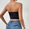 Faux Fur Tank Top Off-shoulder Crop Tops Women Summer Strapless Steel Camis Fishbone Camisole Fashion Tube Female Sleeveless Cropped Vest Y2K Clothes